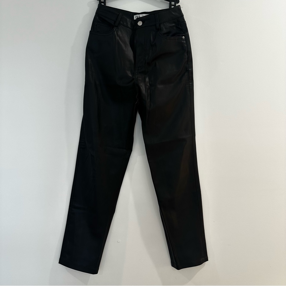 Zara Black Faux-Leather Pants